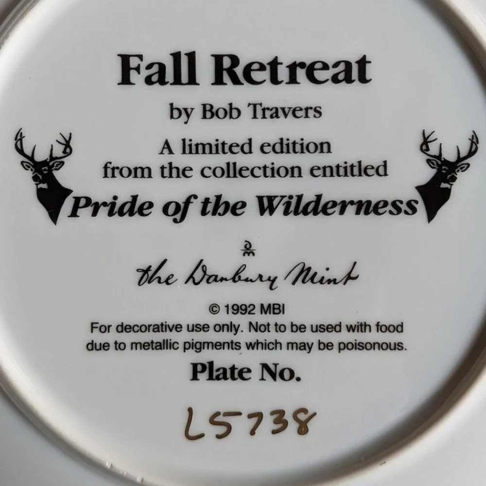 Vintage 1992 Fall Retreat, Pride of the Wilderness, plate by Bob Travers - Picture 5 of 9